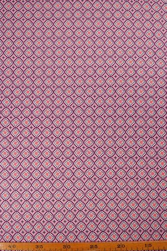 Silk satin printed diagonal check purple pink grey