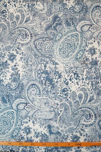 Stretch cotton printed vintage blue-white