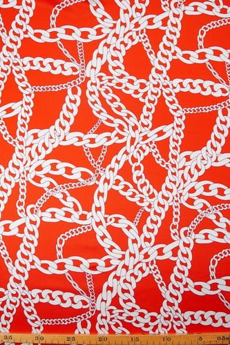 Silk satin printed chain red