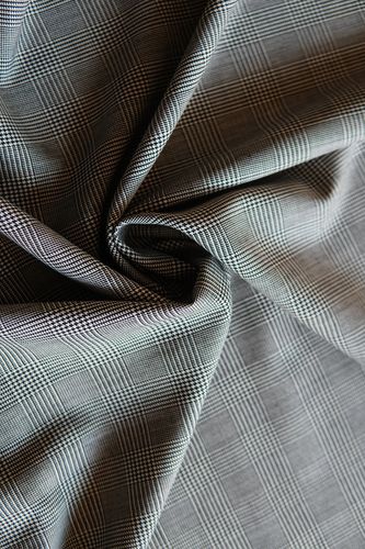 Wool fabric check black-off white