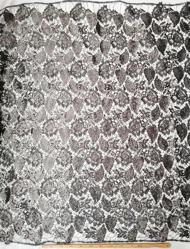 Sequin fabric flowers and leaves dark grey