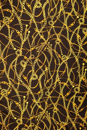 Silk satin printed gold chains