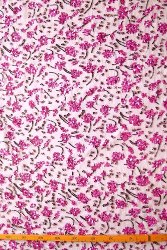 Silk chiffon sequin embroidered pink