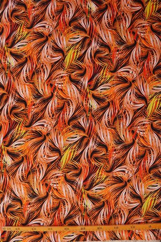Silk satin printed leaf orange