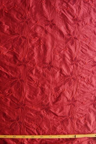Dupion silk embroidered flower garland red