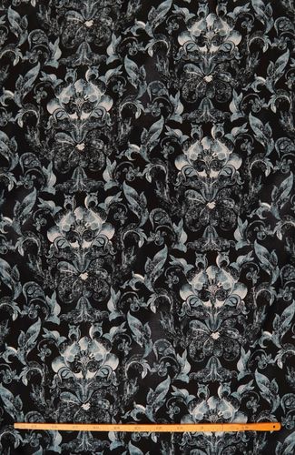 Wool fabric printed baroque black-blue