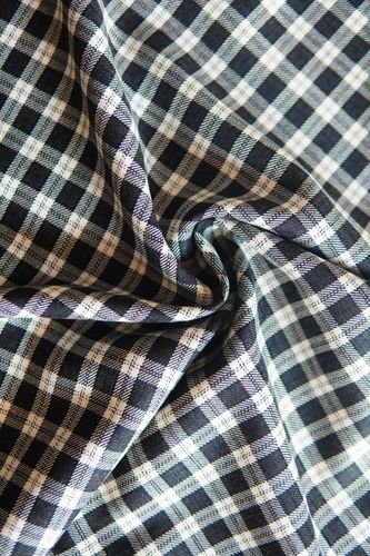 Wool fabric check black and white