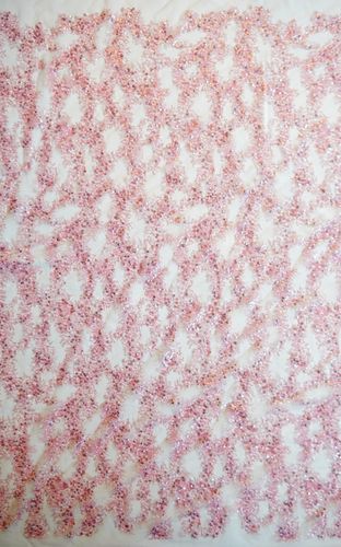 Sequin embroidered tulle fabric pink