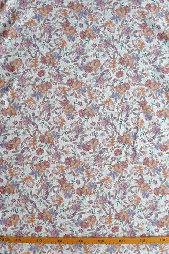 Cotton voile printed flowers brick