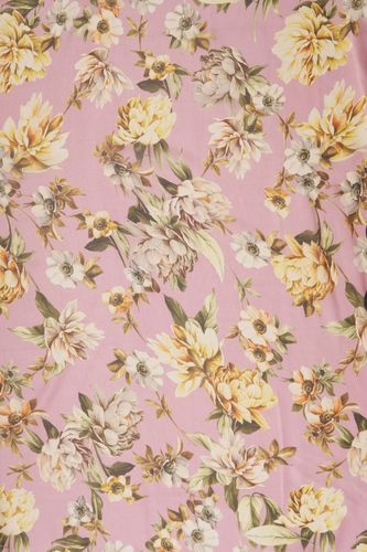 Silk chiffon printed flowers pink