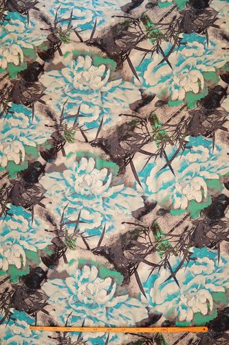 Silk satin printed waterlilies