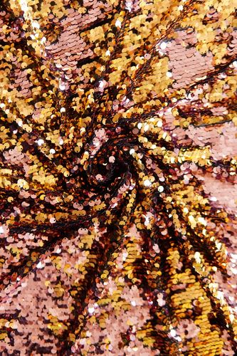 Flip sequin fabric gold-pink