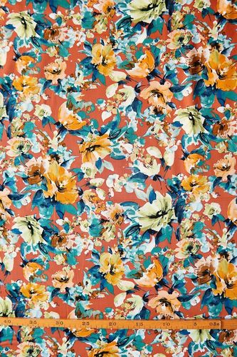 Cotton fabric stretch printed brown