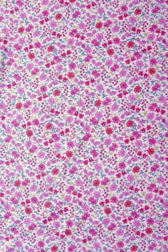 Cotton voile printed flowers fuchsia-coral