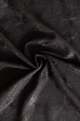 Wool crepe embroidered black